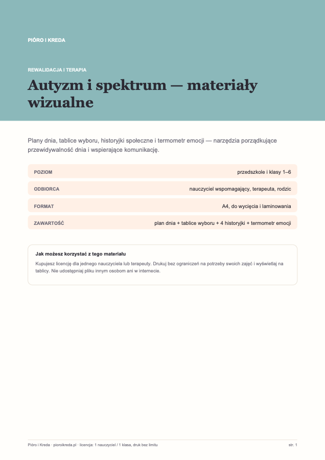 Autyzm i spektrum — materiały wizualne