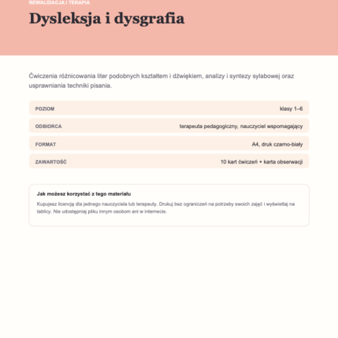 Dysleksja i dysgrafia — ćwiczenia