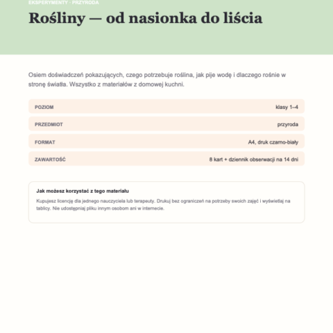 Eksperymenty: rośliny — od nasionka do liścia