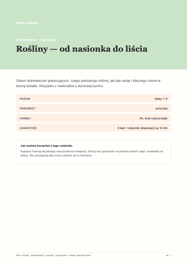 Eksperymenty: rośliny — od nasionka do liścia