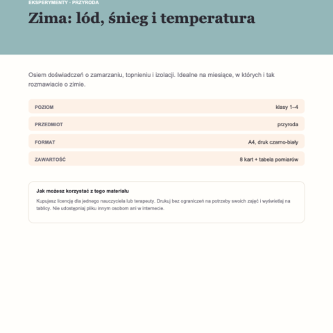 Eksperymenty zimowe: lód, śnieg i temperatura