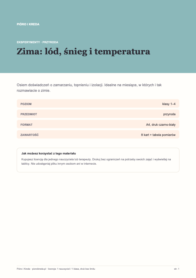 Eksperymenty zimowe: lód, śnieg i temperatura