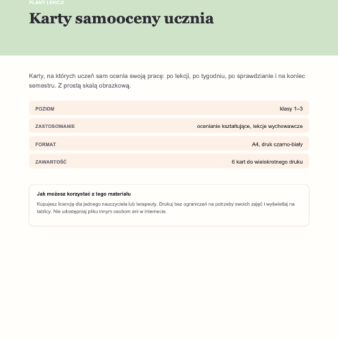 Karty samooceny ucznia