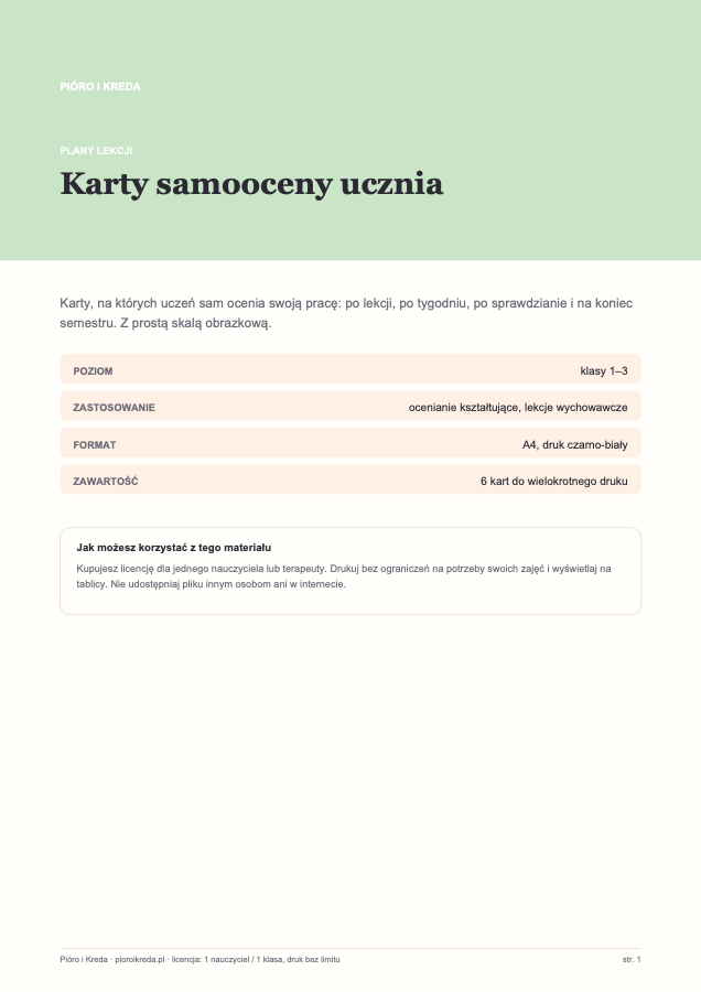 Karty samooceny ucznia