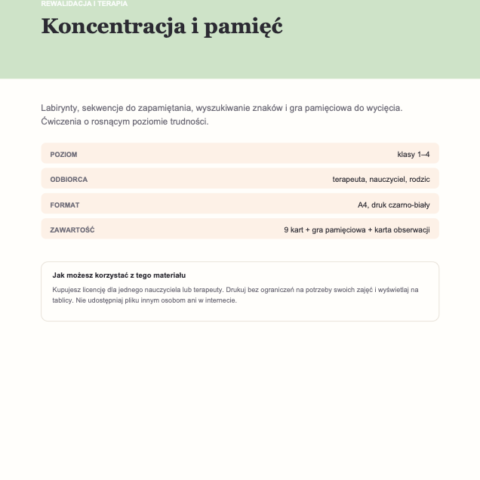 Koncentracja i pamięć — ćwiczenia