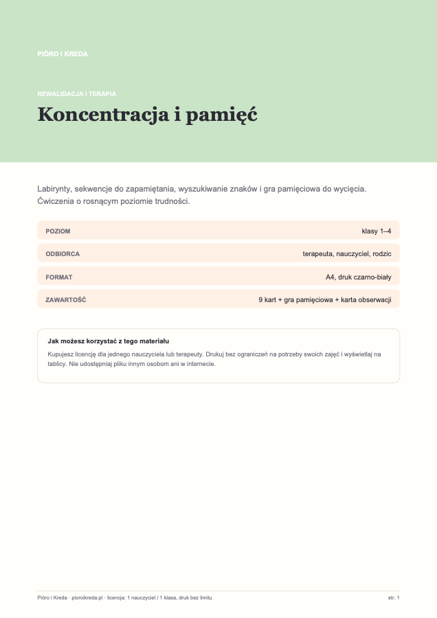 Koncentracja i pamięć — ćwiczenia