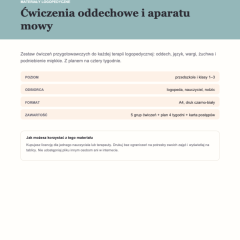Ćwiczenia oddechowe i usprawniające aparat mowy