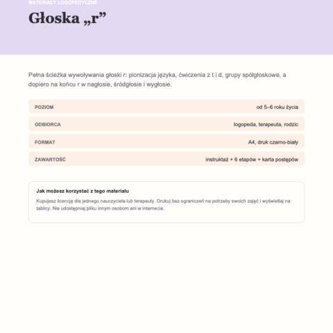 Materiały logopedyczne: głoska „r”