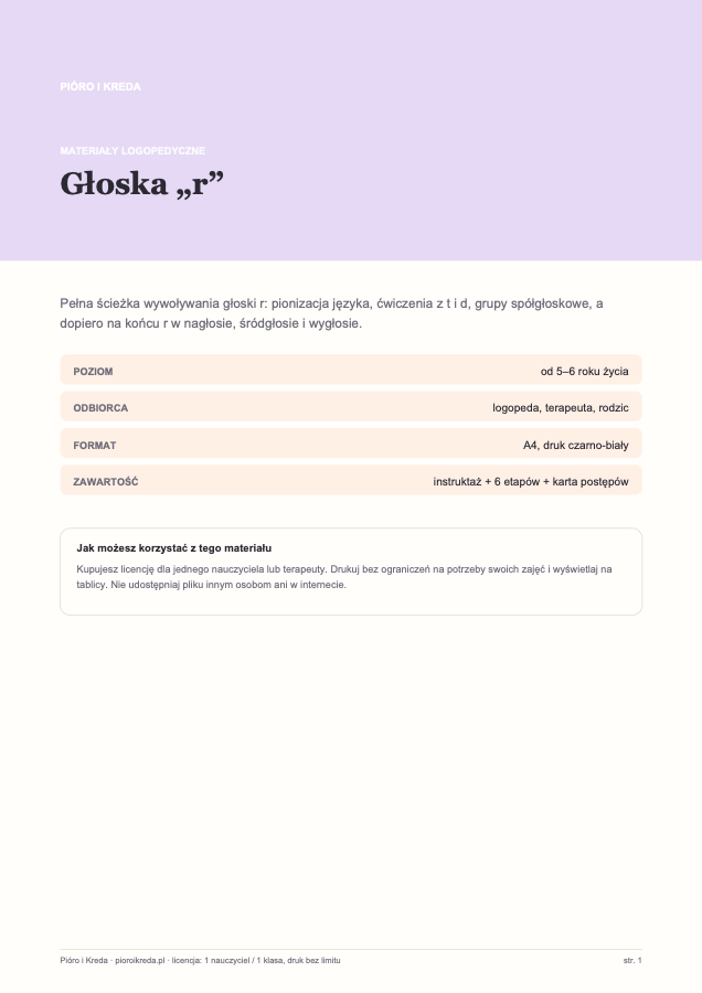 Materiały logopedyczne: głoska „r”