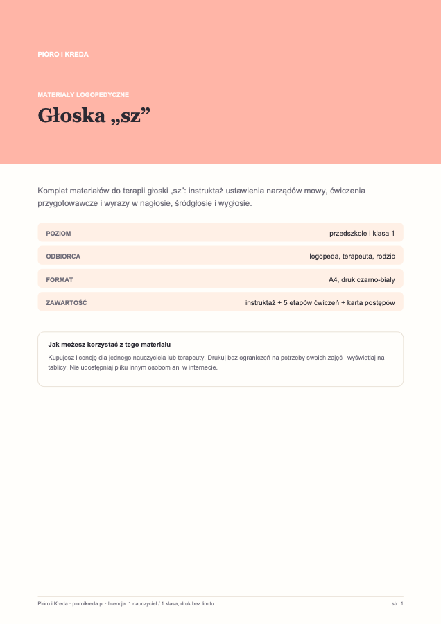 Materiały logopedyczne: głoska „sz”