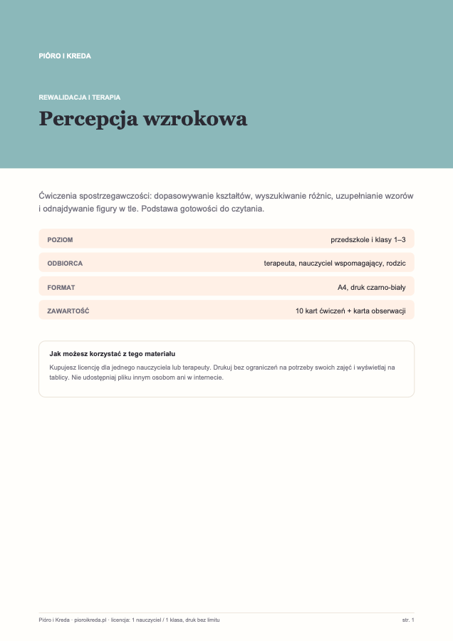 Percepcja wzrokowa — ćwiczenia