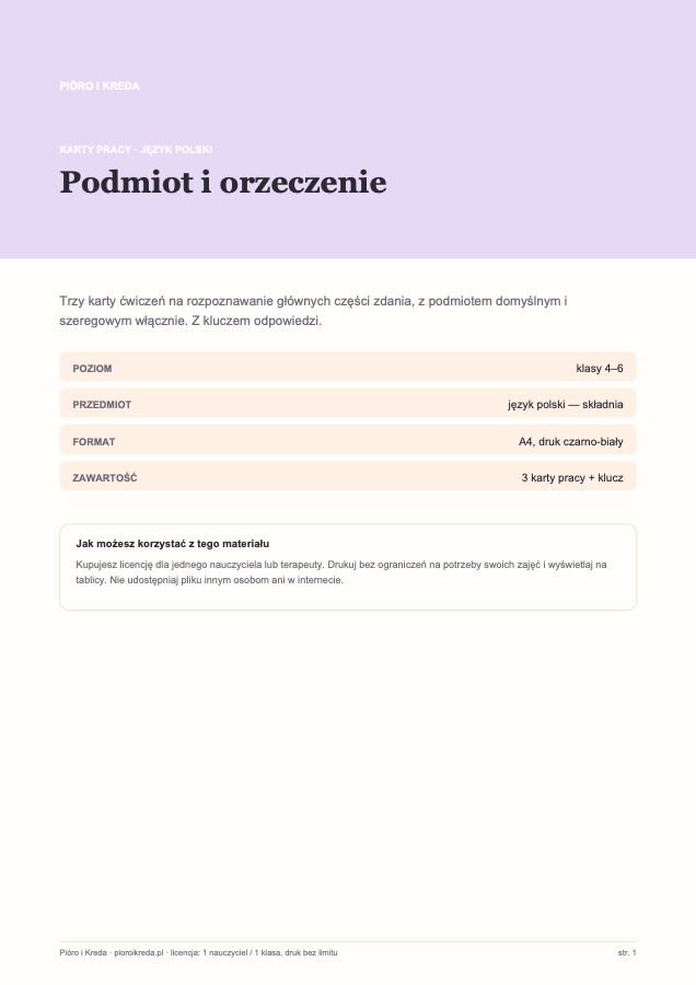 Podmiot i orzeczenie — części zdania