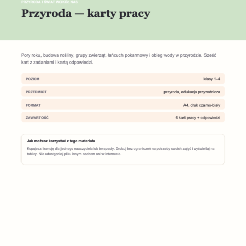 Przyroda — karty pracy