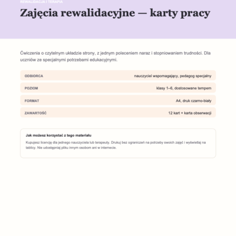 Rewalidacja — karty pracy