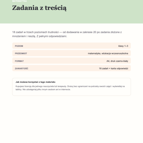 Zadania z treścią — klasy 1–3