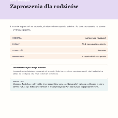 Zaproszenia dla rodziców — 8 wzorów
